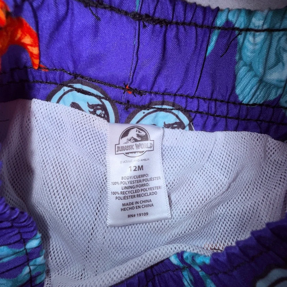 Jurassic World Swimwear Set Kids 12M Blue NEW UPF‎ 50+ Dinosaur 2pc Rash Guard
